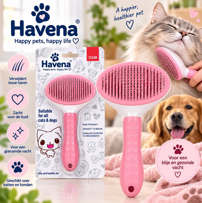 Havena kattenborstel roze voor losse haren